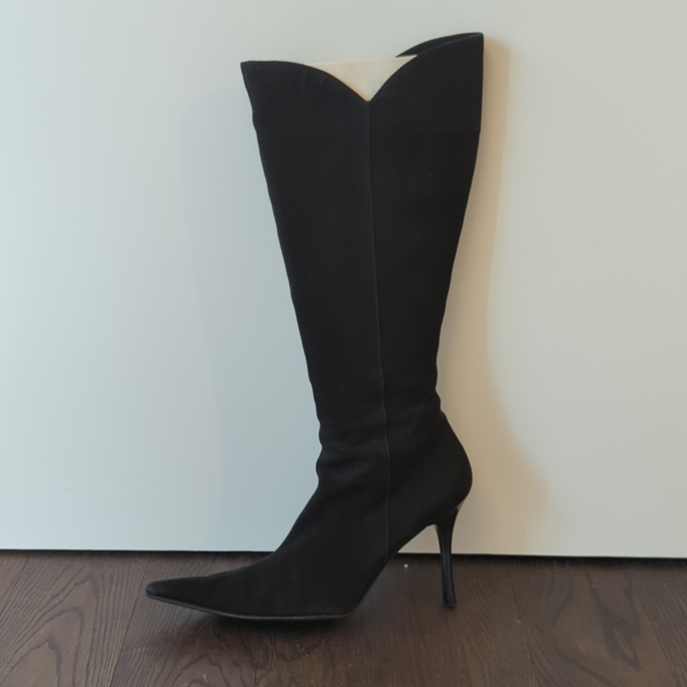 Andrea Rivalta black knee high zippered suede leather boots size 39